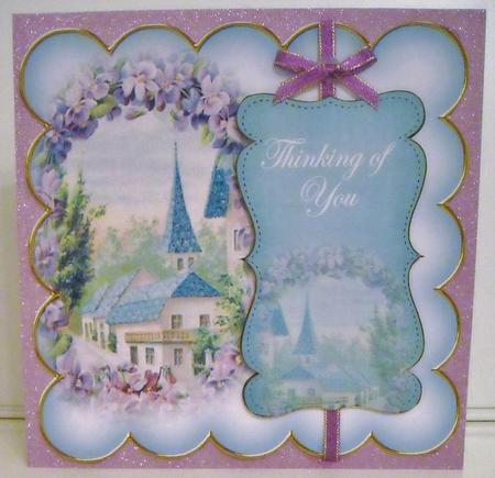 Teal Lavender View Thinking of You 8in Scallop Topper by Pam Stubley