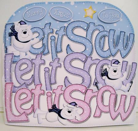 Let It Snow Polar Bears Pop Out Xmas Word Card by Pam Stubley