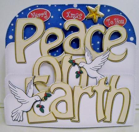 Peace on Earth Doves Pop Out Xmas Word Card by Pam Stubley