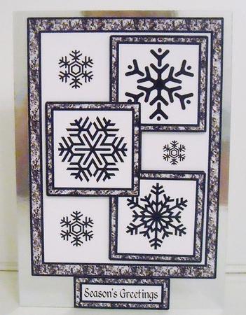 Three Squares - Snowflakes(b&w) by Pam Stubley