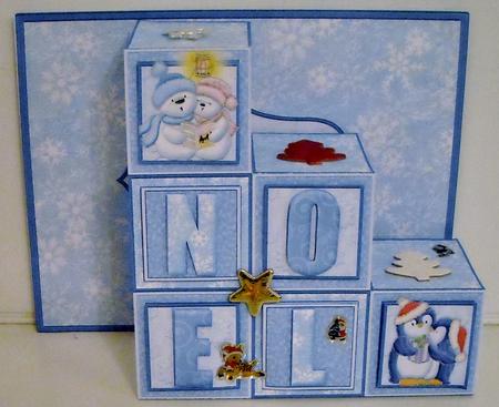 Christmas Noel Snow Blocks Card 5 Sheet Full Kit by Pam Stubley