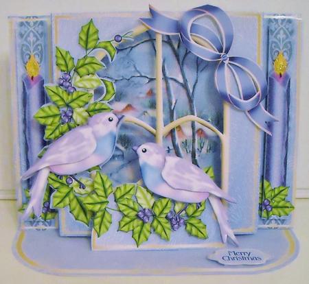 Shadow Box Easel Windows 3D Kit - Christmas Bluebirds by Pam Stubley