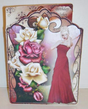 Red Dress and Roses Shaped Card Mini Kit by Pam Stubley