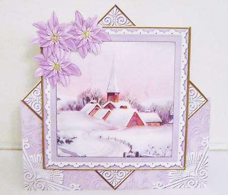 Lilac Snow Church Poinsettia Diamond Mini Card Kit by Pam Stubley