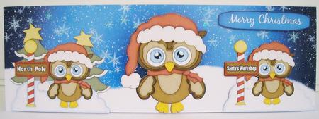 Three Little Owls Christmas Long Dl Card by Pam Stubley
