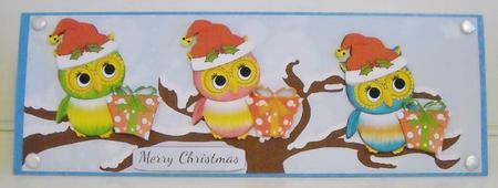 Three Little Owls Christmas Long Dl Card by Pam Stubley