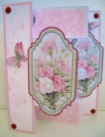 Pink Carnations Floral Tri Shutter Card Mini Kit by Pam Stubley