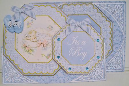 Blue Its a Boy! Double Octagon Card Kit by Pam Stubley