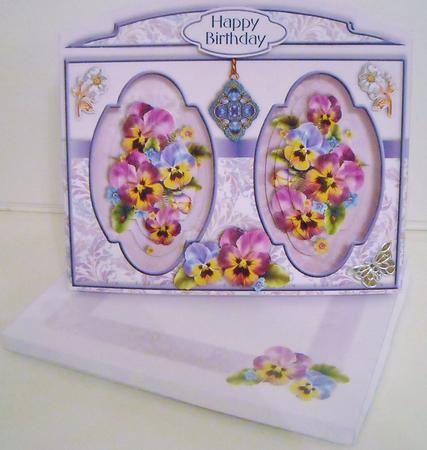 Stand-alone Easel Card Kit - Pansies & Jewels by Pam Stubley