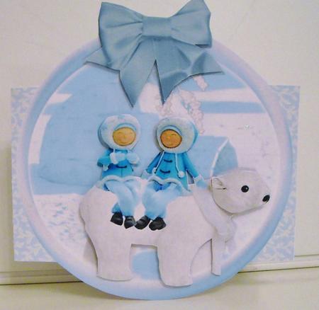 Arctic Christmas. Shaped, Folded Wobble Card Decoupage by Pam Stubley