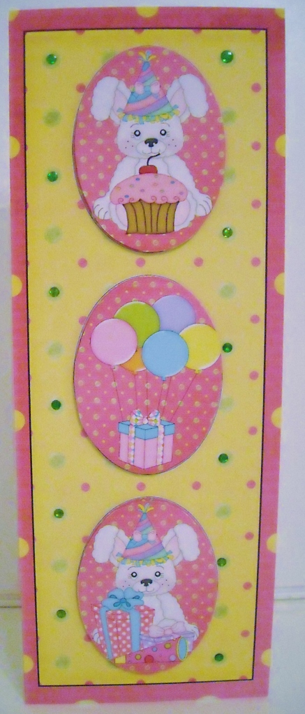 Pink Birthday Bunny Card Front by Pam Stubley