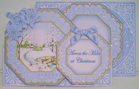Pretty Snowscene Across the Miles Double Octagon Card Kit by Pam Stubley