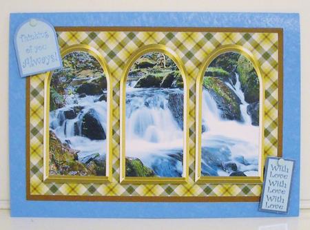 Three Arches Card - Beautiful Waterfall - Brown Check by Pam Stubley