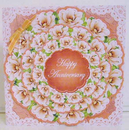 Red Magnolia Happy Anniversary 3D Doily Card Mini Kit by Pam Stubley
