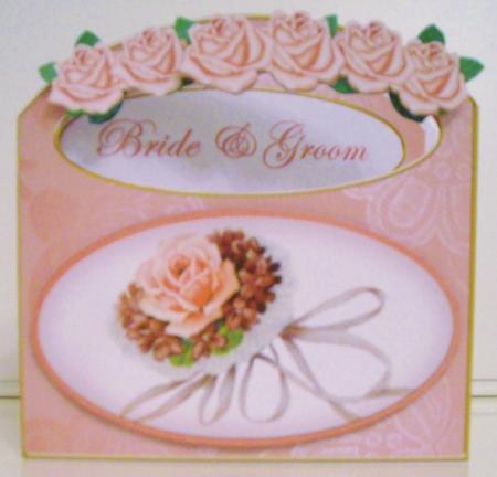 Rose Bouquet Bride & Groom Aperture Decoupage Card Mini Kit by Pam Stubley