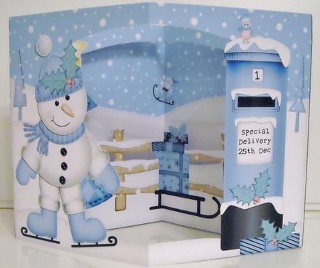 3D Skating Snowman Christmas Open View Card Kit by Pam Stubley