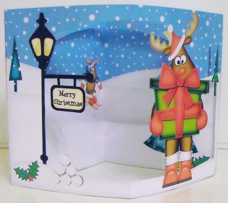3D Rudolph's Present Christmas Open View Card Kit by Pam Stubley