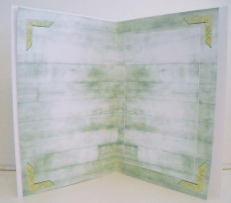 Green Wooden Floor Insert with Brass Corners by Pam Stubley