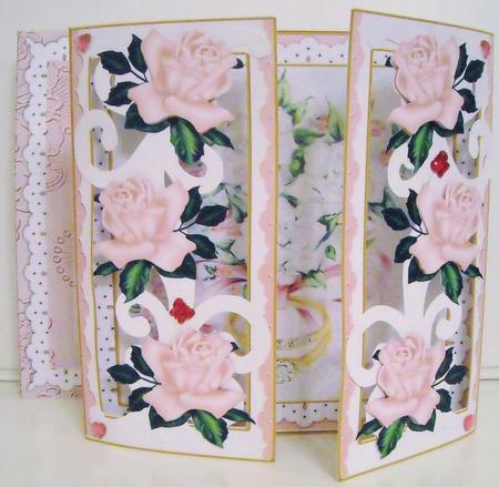 Wedding Rings Pink Rose Fancy Swirl Gatefold Card & E Kit by Pam Stubley