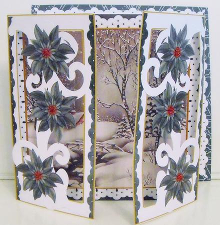 Winter Walk Black Fancy Swirl Gatefold Card & E Kit by Pam Stubley
