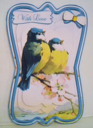 Beautiful Vintage Painted Birds Shaped Card Mini Kit by Pam Stubley