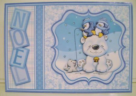 Polar Bear Fun Christmas Card Topper & Decoupage by Pam Stubley