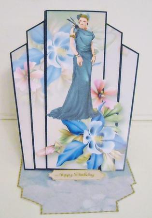 Art Deco Stacker Topper - Fleurs De La Foret Blue by Pam Stubley
