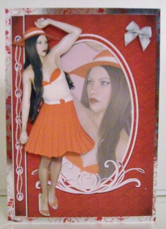 Red Polka Dot Girl Fashion Reflections Decoupage by Pam Stubley