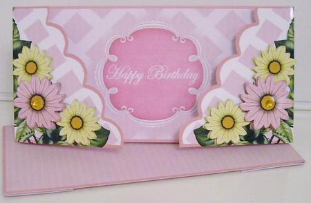 Pink Daisy Birthday Fancy Lattice 3D Card Kit by Pam Stubley