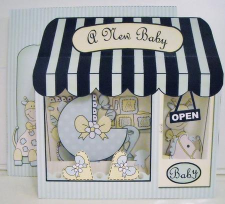 3D Baby Window Pop Up Card Decoupage N Envelope by Pam Stubley