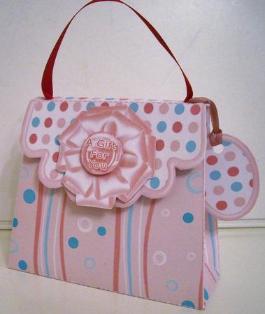 Handbag Gift Box Pink Stripes & Spots by Pam Stubley
