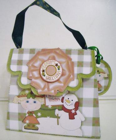 Handbag Gift Box Christmas Girl & Snowman by Pam Stubley