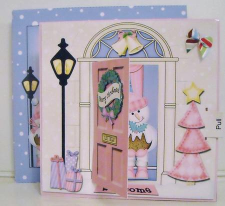 3D Xmas Snowman's Pudding Animated Moveable Open Door by Pam Stubley