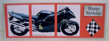 Large Dl Black Motorcycle 3 Pyramid Card by Pam Stubley