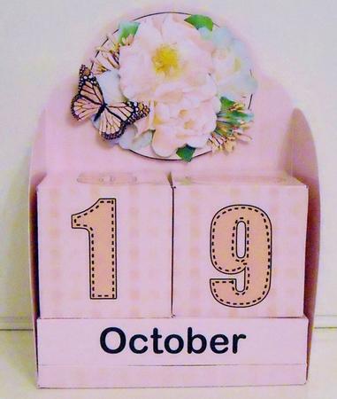 3D Pastel Flowers Perpetual Calendar Desk Set 3D Decoupage by Pam Stubley