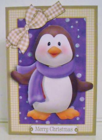 Cute Penguin with Purple Scarf by Pam Stubley