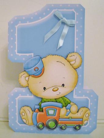 Age 1 Teddy & Train Shape Card & Decoupage Mini Kit by Pam Stubley