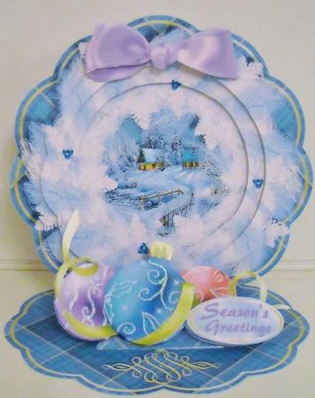 Stack-a-wreath 3D Easel Card Kit - Christmas Village in Blue by Pam Stubley