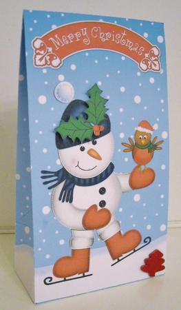 3D Xmas Skating Snowman Gift Box Mini Kit by Pam Stubley