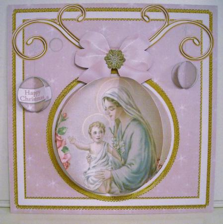 Mother Mary Pink 3D Bauble 8in Card Front Mini Kit by Pam Stubley