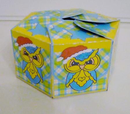 Hexagonal Box - Christmas Owl 1 by Pam Stubley