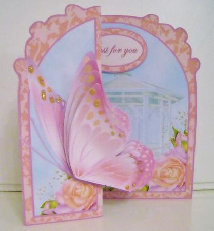 Butterfly Fold Back  Lilac & Peach Roses by Pam Stubley