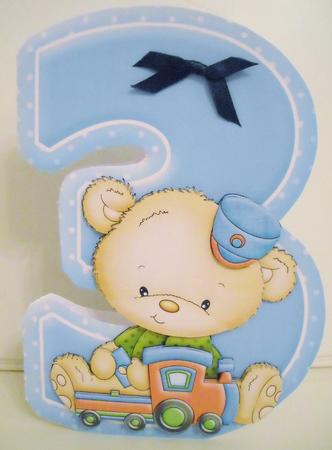 Age 3 Teddy & Train Shape Card & Decoupage Mini Kit by Pam Stubley