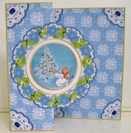 Singing Birdies Doily Faux Fold Back Card Mini Kit by Pam Stubley