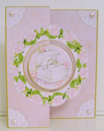 Pink Rose Ring Doily Faux Fold Back Card Mini Kit by Pam Stubley