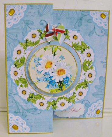 Dasiy Teal Doily Faux Fold Back Card Mini Kit by Pam Stubley