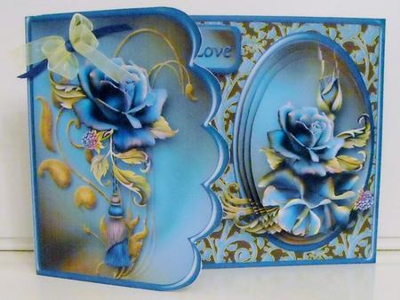 Blue Roses 5x7 Side Fold Mini Kit by Pam Stubley
