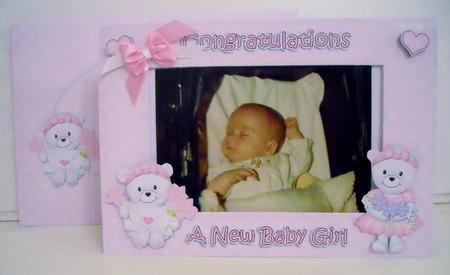 New Baby Girl Easicut Photo Frame Card Gift Set by Pam Stubley