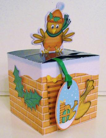 3D Xmas Robin Shaped Top Gift Box Mini Kit by Pam Stubley