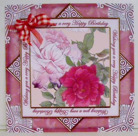 Pink Camllias Happy Birthday Diamond Megacoupage Cf Kit by Pam Stubley